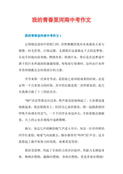 我的青春里河南中考作文