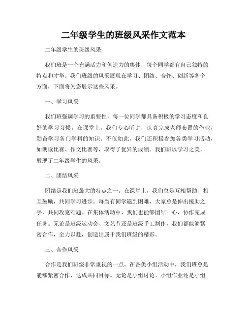 二年级学生的班级风采作文范本