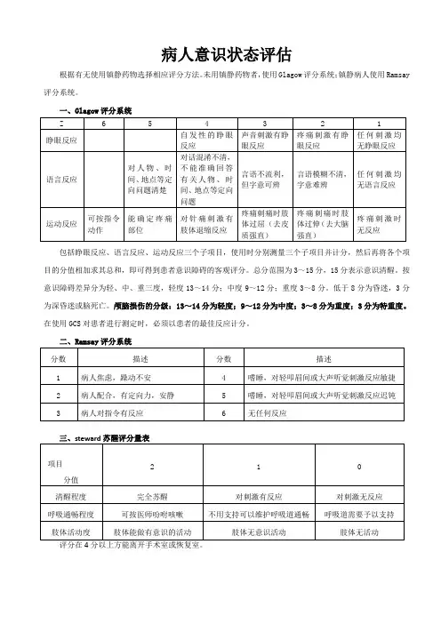 病人意识状态评估