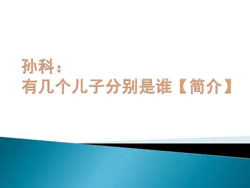 孙科：有几个儿子分别是谁【简介】