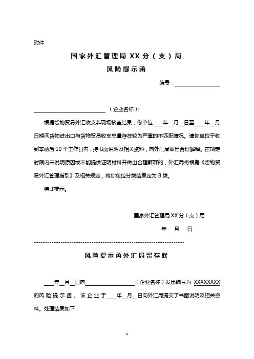 风险提示函