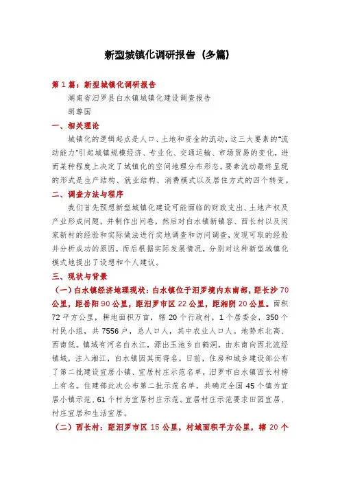 新型城镇化调研报告(多篇)