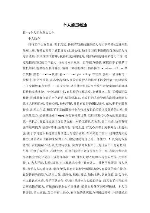 个人简历概述