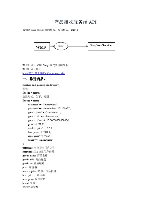 商品API接口文档说明