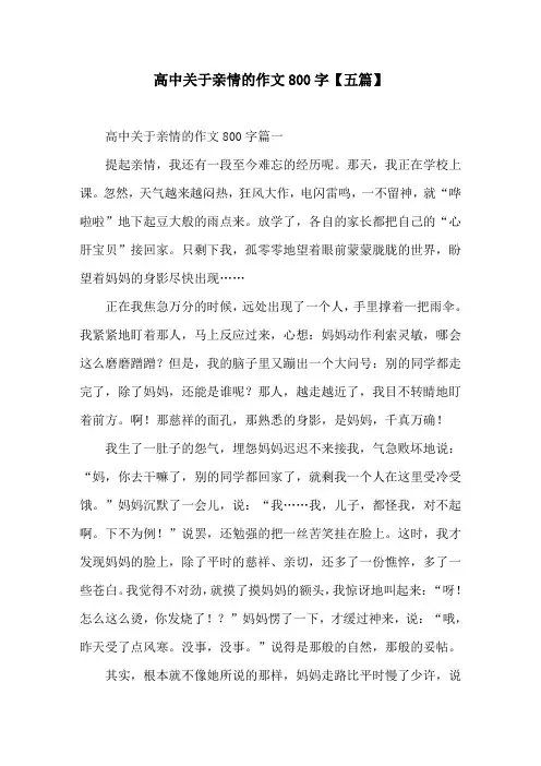 高中关于亲情的作文800字【五篇】