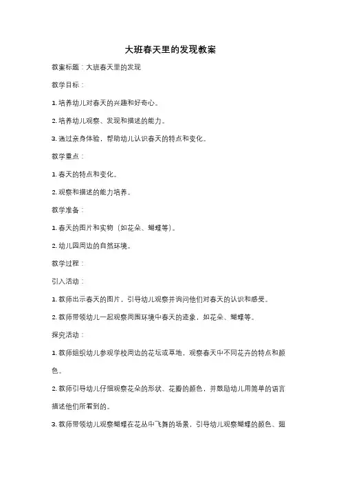 大班春天里的发现教案