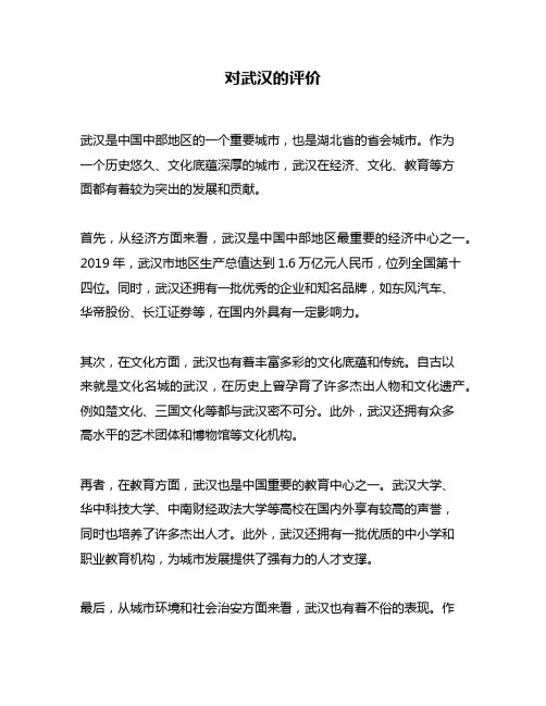 对武汉的评价