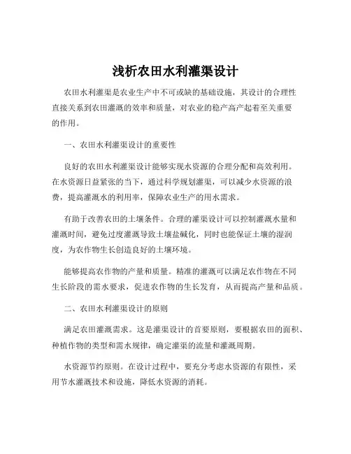 浅析农田水利灌渠设计