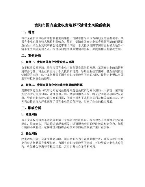 贵阳市国有企业权责边界不清带来风险的案例