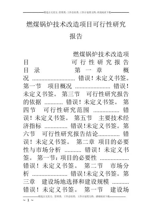 燃煤锅炉技术改造项目可行性研究报告