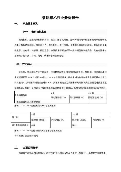 数码相机行业分析报告