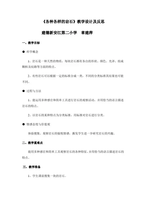 《各种各样的岩石》教学设计及反思