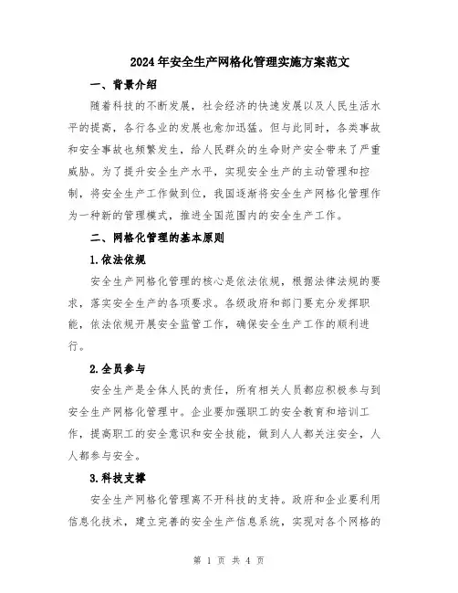 2024年安全生产网格化管理实施方案范文