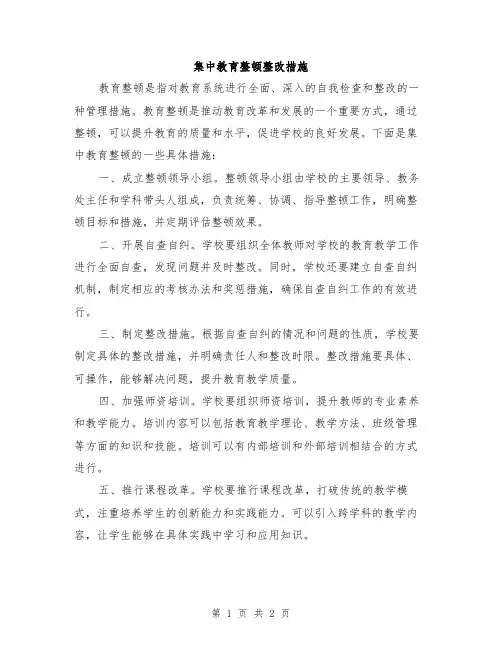 集中教育整顿整改措施