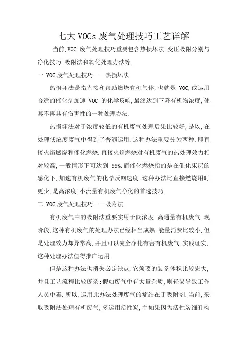 七大VOCs废气处理技术工艺详解