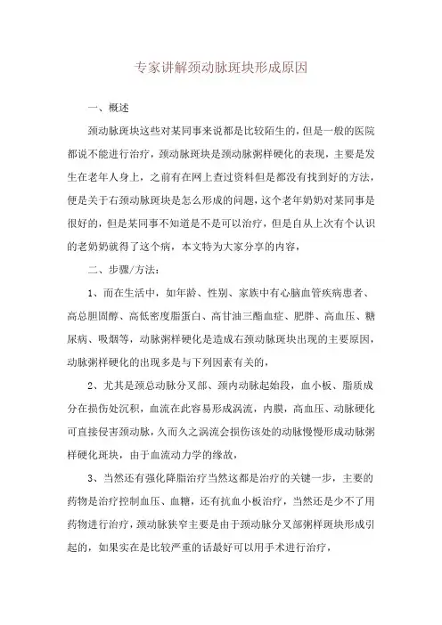 专家讲解颈动脉斑块形成原因