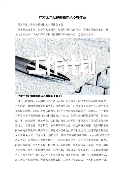 严肃工作纪律整顿作风心得体会
