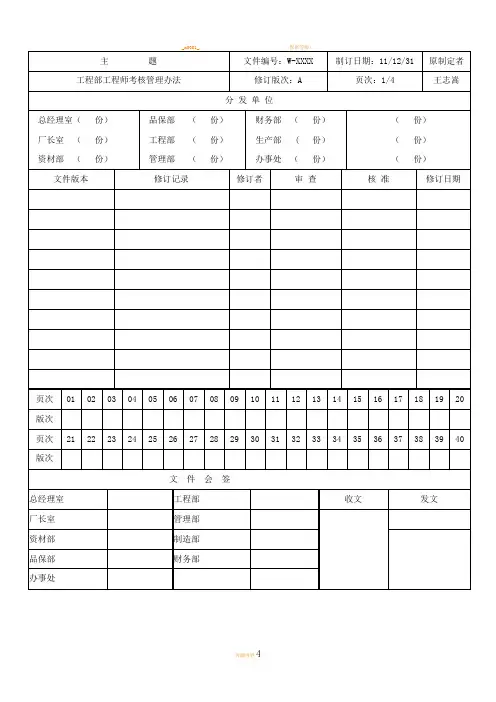 工程部工程师考核管理办法
