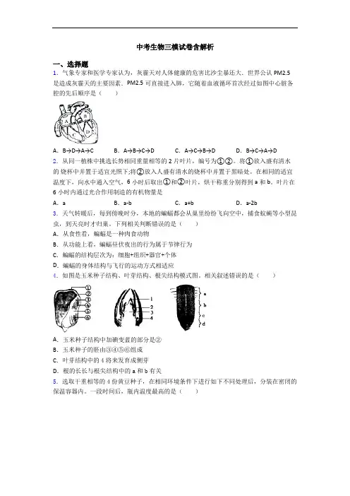 中考生物三模试卷含解析