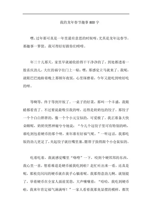 我的龙年春节趣事800字