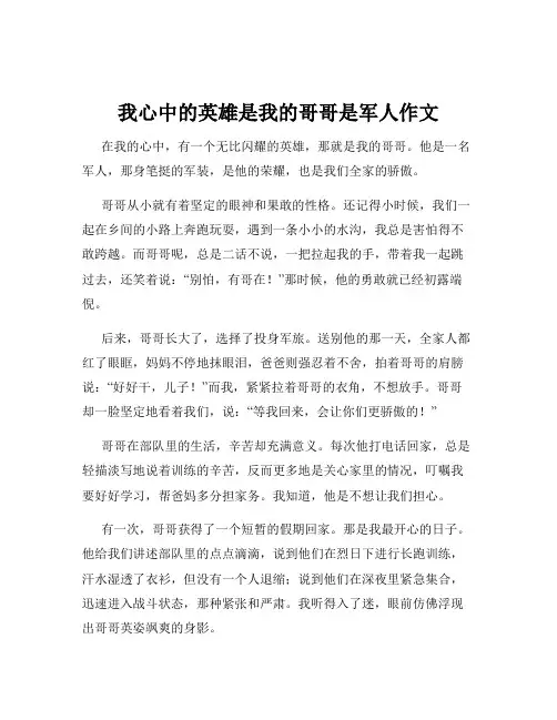 我心中的英雄是我的哥哥是军人作文