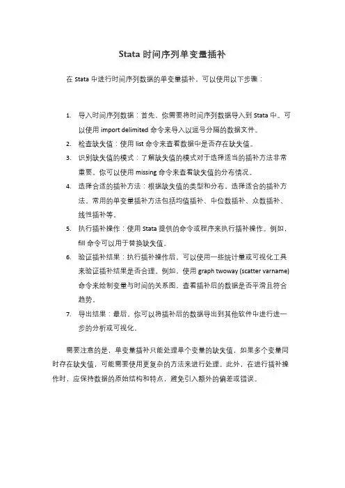 stata时间序列单变量插补