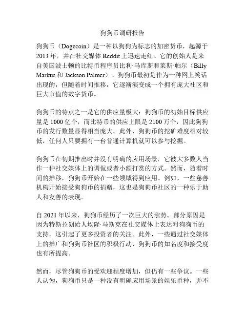 狗狗币调研报告