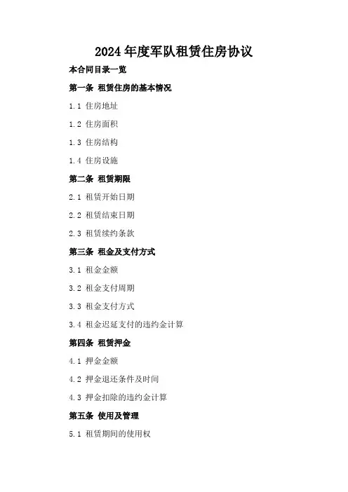 2024年度军队租赁住房协议