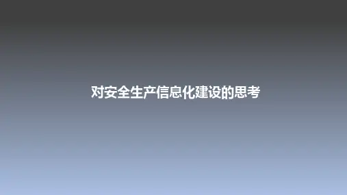 对安全生产信息化建设的思考