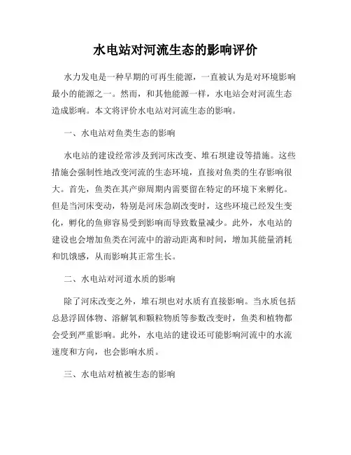 水电站对河流生态的影响评价