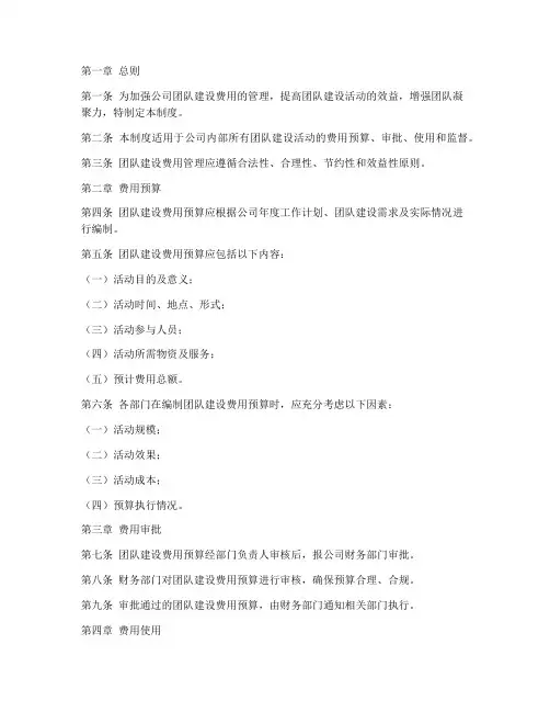 公司团队建设费用管理制度