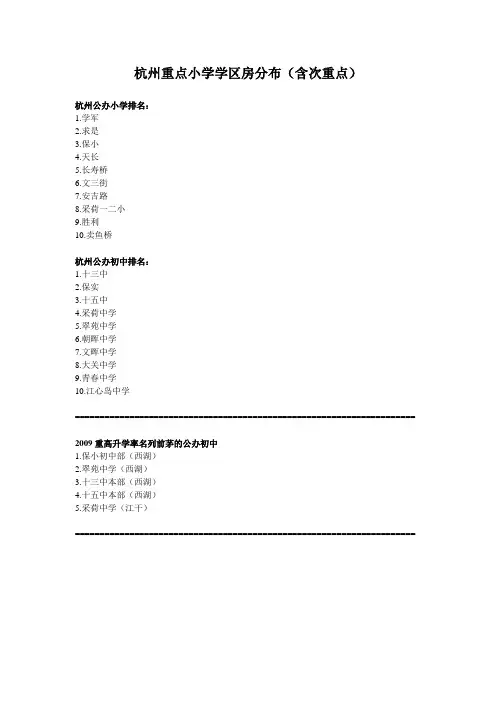 杭州重点小学学区房分布