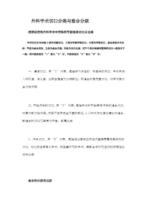 手术切口分级、麻醉分类