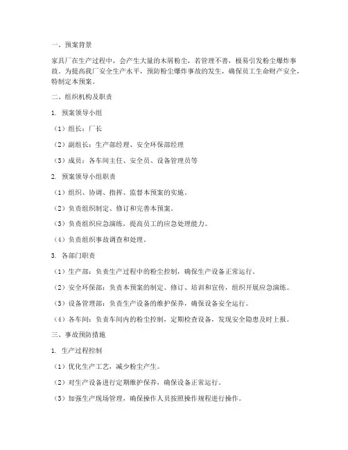 家具厂粉尘爆炸事故预案