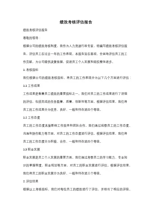 绩效考核评估报告