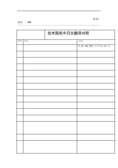 技术图纸中日文翻译对照汇总