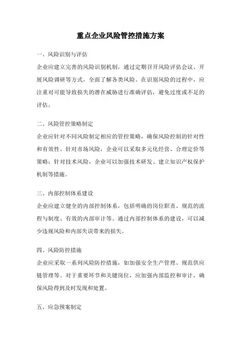 重点企业风险管控措施方案