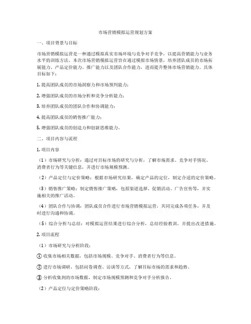 市场营销模拟运营规划方案