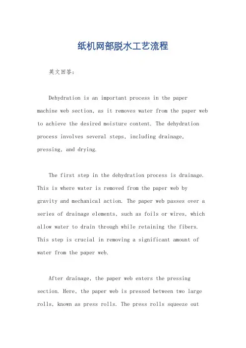 纸机网部脱水工艺流程