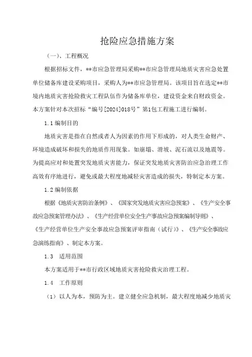 地质灾害抢险救灾入库(施工)技术标