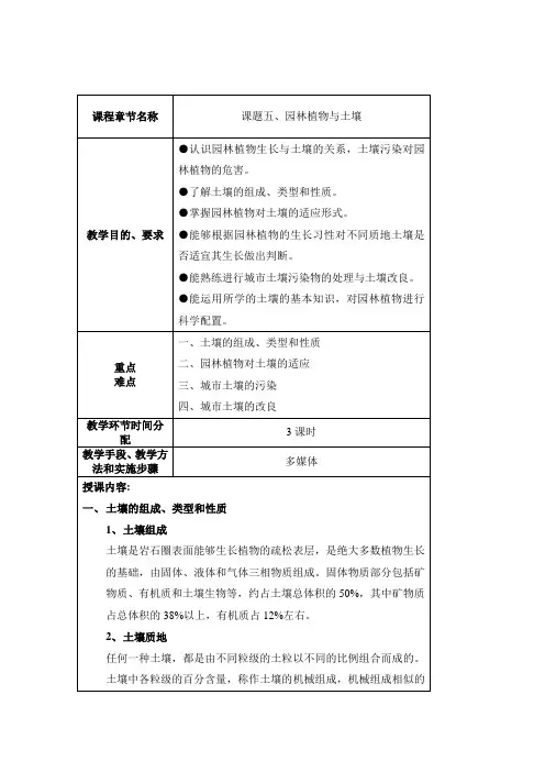课题五、园林植物与土壤教案