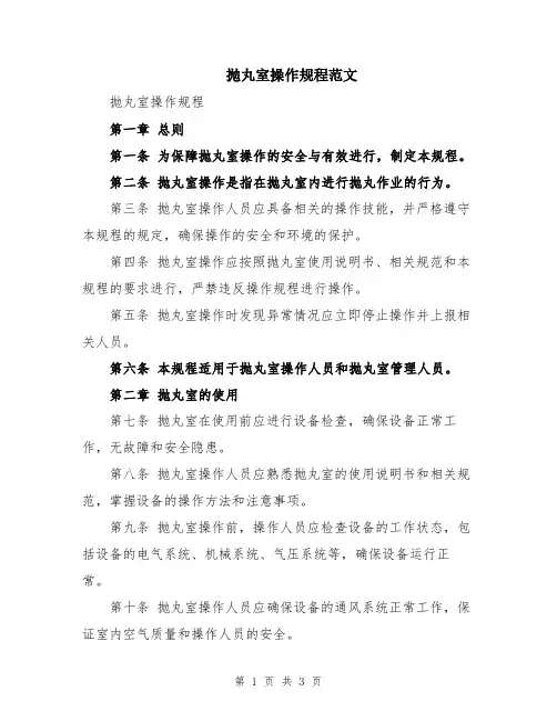 抛丸室操作规程范文