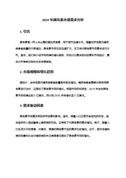 2024年胰岛素市场需求分析