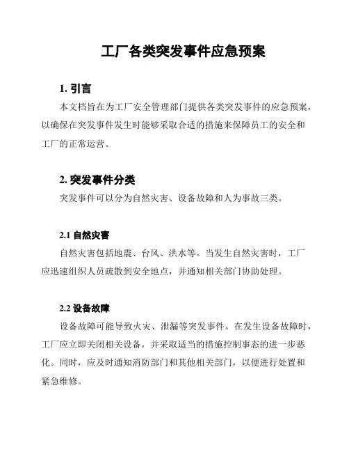 工厂各类突发事件应急预案