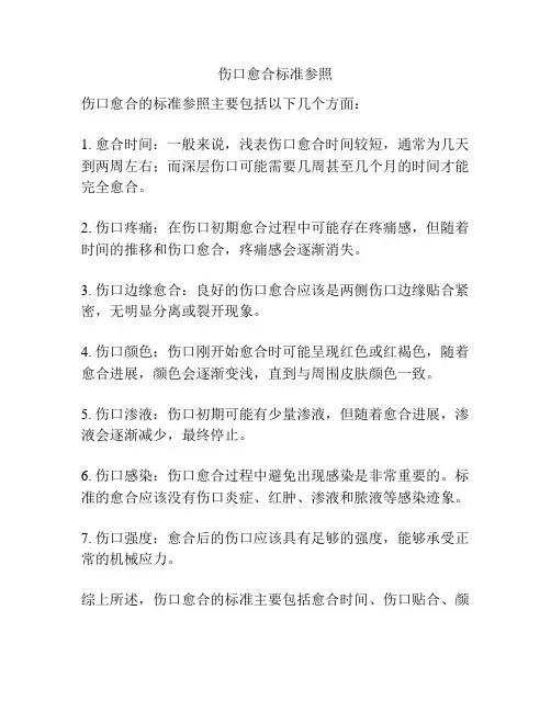 伤口愈合标准参照