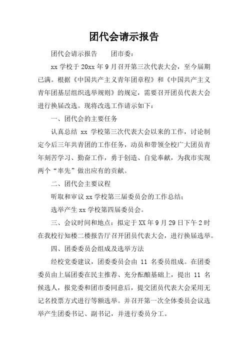团代会请示报告