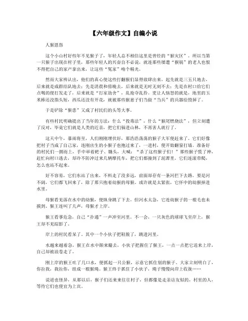 【六年级作文】自编小说