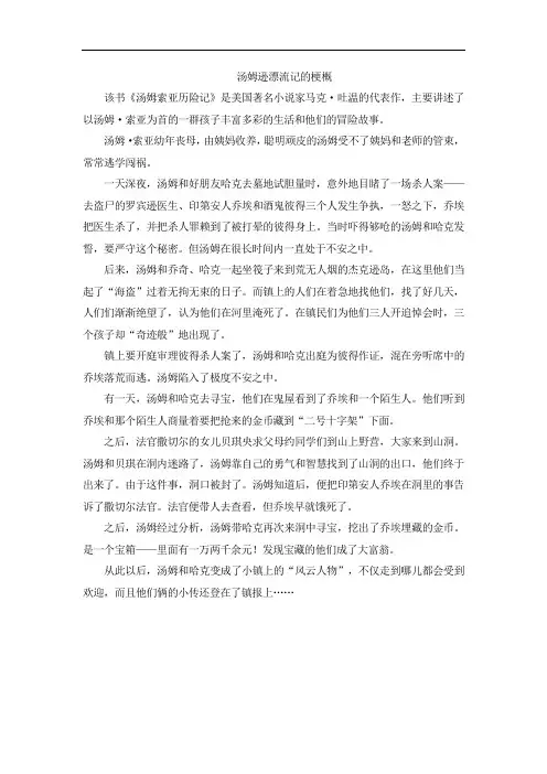 汤姆逊漂流记的梗概