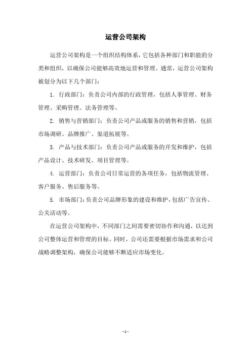 运营公司架构