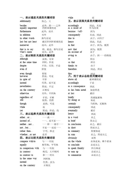 高中英语作文常用关联词及高级词汇